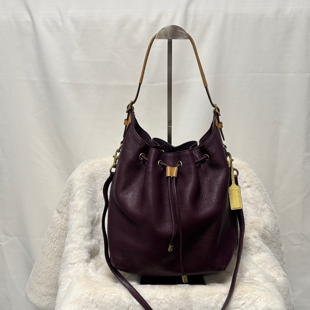 Coach Deep Burgundy Legacy Archival shoulder purse with long strap